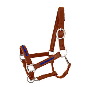 Cabestro de caballo plegable de la mejor calidad en cuero azul coñac brillante disponible en todos los colores - Product Image 5