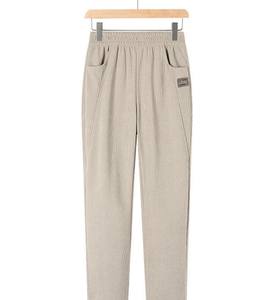 Women's High Elastic Waist Casual <b>Plus</b> <b>Size</b> Loose <b>Trousers</b> Solid Corduroy Strip Spring Autumn Straight Flat Breathable - Product Image 4