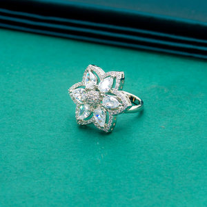 แหวนใส่นิ้วชุบโรเดียมเซอร์โคเนียปรับได้สองโทนดูสวยงาม - Product Image 2
