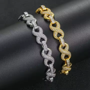 กำไลข้อมือเงินแท้ 925 ประดับเพชรโมอิสซาไนต์ ดีไซน์หรูหราสง่างาม ประดับด้วยพลอยเรืองแสงและเงิน เหมาะสำหรับสวมใส่ในงานแต่งงาน ทันสมัย - Product Image 1