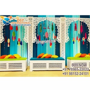 Thème marocain Henné Nuit Événement Scène Décoration Arabe Banc De Mariage Léger Fibre De Verre Taille Personnalisable - Product Image 1