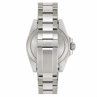 Montre de plongée 100m avec logo personnalisé, verre saphir double bombé, date, bracelet en cuir, mouvement automatique NH35 GS, pour homme, 181