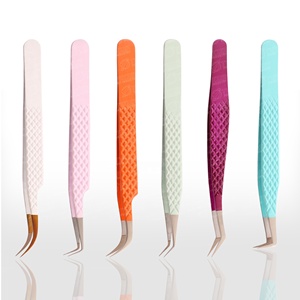 High Precision Customized Logo Stainless Steel Dusted Tip Diamond Grip <b>Lash</b> Tweezers Professional Eyelash Tweezers - Product Image 2