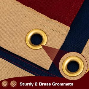 ธงเบ็ตซี รอสส์ วินเทจ ขนาด 3x5 ฟุต ผ้าฝ้าย 100% กันน้ำ ปักลาย ย้อมสีชา 13 ดาว สไตล์อเมริกันโคลอนี โบราณ - Product Image 6