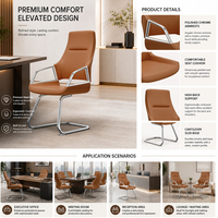 Chaise de bureau ergonomique cantilever en cuir PU avec piètement chromé pour salle de réunion, vente en gros OEM