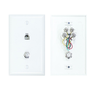 Placa de pared RJ11 de 2 tomas para teléfono y coaxial con revestimiento de zinc y níquel, colores blanco/almendra/marfil, procesamiento de audio/video