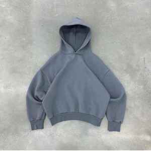 Sweat à capuche surdimensionné en éponge française Vintage personnalisé 100% coton lourd délavé à l'acide délavé gris vieilli avec motif imprimé - Product Image 5
