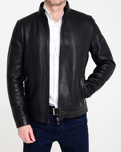 Chaqueta de Invierno de Cuero Genuino para Hombre, Cuello Alto, Logotipo Frontal, Moda, Calidad Premium, Venta al Por Mayor, Personalizable, Suministro al Por Mayor OEM - Product Image 1