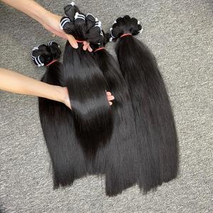 Venta al por mayor de extensiones de cabello Remy de Vietnam de alta calidad paquetes rectos de doble dibujado con para cutículas frontales de encaje alineados - Product Image 5