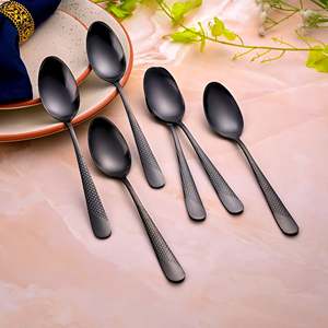 Juego de 6 Cucharas de Acero Inoxidable Color Negro Ónix con Acabado Espejo para Fiestas - Product Image 6