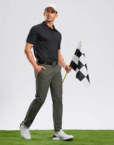 Camisa de golf negra para hombre, Polo de manga corta con ajuste seco, estampado que absorbe la humedad, camisetas de golf con cuello para hombre, informal, ligero - Product Image 2