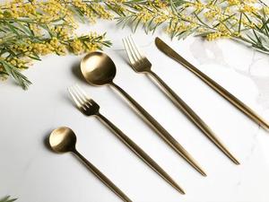 Juego de cucharas de cubiertos de latón Premium de calidad premium a precio razonable, cuchara de calidad premium a bajo precio, cuchillo, tenedor, color dorado - Product Image 4