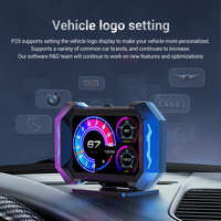 Última Versión P25 GPS OBD2 Medidor Digital para Coche, Escáner con Alarma, Velocímetro, Pantalla HUD, Temperatura del Agua, RPM, Turbo Boost, Accesorios para Coche