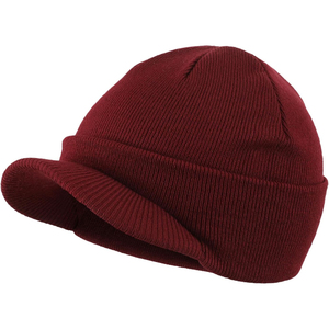 2025 hommes bordeaux laine mélangée hiver bonnet chaud Double tricot manchette casquette broderie personnalisée respirant prix personnalisable affaires - Product Image 1