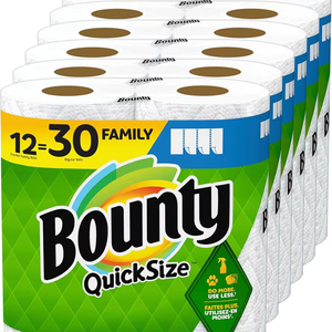 Serviettes en papier Bounty Select-A-Size sans mandrin en pulpe de bambou 3 plis, 12 méga rouleaux, douces pour la cuisine - Product Image 1
