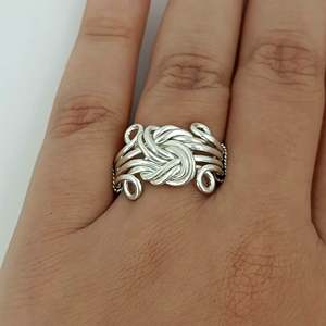 Navya Craft 925 Solid Sterling Silver Handmade Celtic Knot Women's <b>Statement</b> <b>Ring</b> 18K Inlay for Christmas Anniversary Birthday - Product Image 1