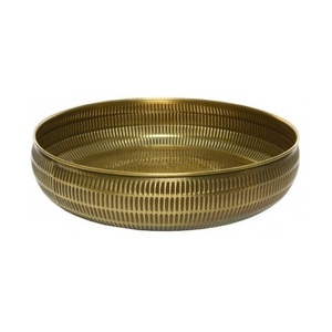 Bol de service de fruits secs de forme ronde faite à la main décoration plateau de nourriture couleur or fini pièce centrale décorative bol de Sculpture - Product Image 4