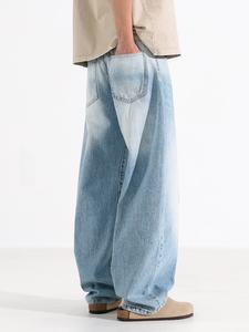 جينز رجالي مخصص بتصميم عتيق، قابل للغسل، مناسب للربيع/الصيف/الشتاء، بخصر متوسط وساق واسعة، مصنوع من قماش الدنيم القطني 100٪، مناسب للملابس الشبابية - Product Image 5