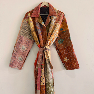 Vintage Handmade Kantha Women Statement Coat Jacket For Women Kimono Robe Lounge wear - Product Image 1