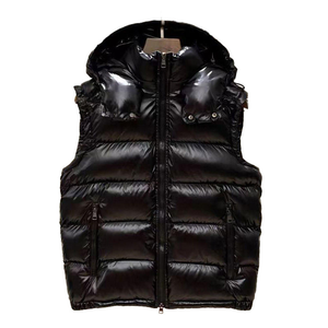 Gilet matelassé sans manches brillant pour l'hiver, avec logo personnalisé, imperméable, effet bulle, pour hommes, avec capuche - Product Image 2