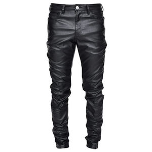 Pantalones de Hombre a la Moda, de Cuero, Corte Slim Fit, Casuales, Cintura Media, Ligeros, Color Oscuro, con Logotipo Personalizado 2026 - Product Image 1