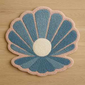 พรมประดับเป็นกระจุกไข่มุกทะเลทำจากวัสดุขนสัตว์สำหรับตกแต่งบ้านชายหาด - Product Image 2