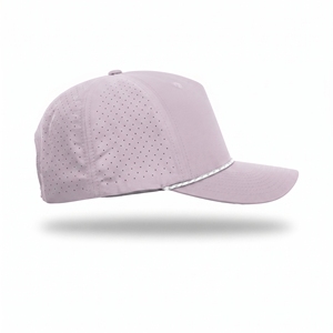 Casquette de baseball perforée unisexe violet clair à 5 panneaux, respirante, vente en gros, logo personnalisé, haute qualité, OEM ODM, faible MOQ - Product Image 2