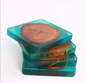 Handcrafted Wooden And Resin <b>Coasters</b> <b>Set</b> Unique Designs for Home Office Dining Table Decor Mats & Pads - Product Image 5