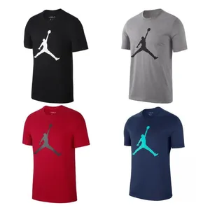 ผู้ชายเสื้อยืด Jumpman แขนสั้นลูกเรือกีฬาบาสเกตบอล Tee คุณภาพสูงผู้ชาย T เสื้อผ้าฝ้ายผ้าระบายอากาศ