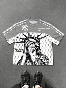 เสื้อยืดผู้ชายผ้าฝ้ายขนาดใหญ่คอกลมทรงแบ็กกี้พิมพ์ลายตามสั่ง - Product Image 5