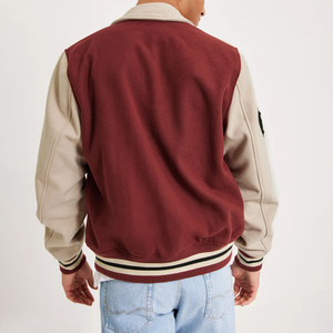 Blouson aviateur en toile à capuche bordeaux pour homme avec broderie personnalisée Style vintage respirant pour l'hiver - Product Image 3