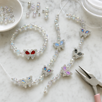 51221 ANTAISEN Perles Papillon Créatives en Alliage de Zinc Plaqué Argent avec Strass Rose et Violet, Accessoires DIY pour Stylos