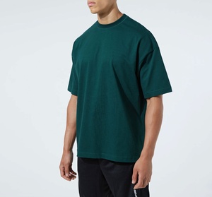 Camiseta Extra Grande para Hombre, Verde Oscuro, Hombros Caídos, Algodón Grueso, Estilo Urbano, Corte Holgado, Lisa, Manga Corta, Deportiva - Product Image 1