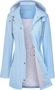 Gabardina larga impermeable con capucha para mujer, chaqueta de viaje cortavientos para todas las estaciones. - Product Image 3