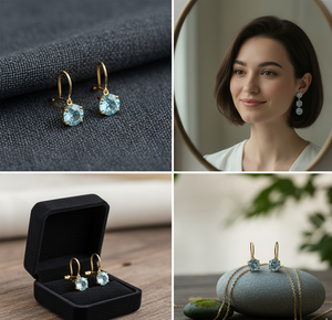 Pendientes de gota de Plata de Ley 925 Hydro de Topacio Azul, joyería de moda de piedras preciosas chapadas en oro de 18 quilates para mujer - Product Image 3