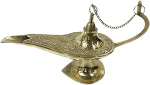 Quemadores de Incienso de Latón con Acabado Antiguo, Lámparas de Genio de Aladino, Tamaño de 6 Pulgadas (Latón-Dorado) - Product Image 3