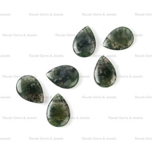 Alta calidad 10x14mm forma de pera hinchada Briolette suave verde musgo ágata Natural pulido piedra preciosa suelta para la fabricación de joyas - Product Image 4