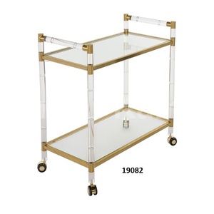Carrito de servicio cuadrado de Metal de 3 niveles de alta calidad, muebles decorativos, aspecto moderno para el hogar, Hotel, carrito de servicio decorativo - Product Image 4