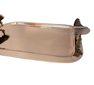 Easy-to-Clean <b>Reusable</b> Brass Metal Rectangular Tray Horn Handle Kitchen Restaurant Bar Cafe Living Room Applicable Storage Trays - Product Image 6