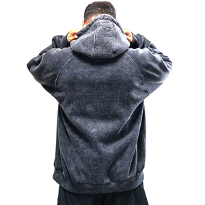 Sudadera con Capucha para Hombre, 100% Algodón, 400 GSM, Peso Pesado, Desgastada, Transpirable, de Secado Rápido, Negra, Lavada al Ácido, Estilo Vintage - Product Image 5