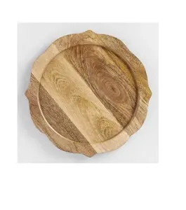 promotion high quality natural custom dishes from wood charger plate round shape and handmade use for sale