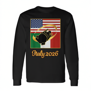Maglietta a Maniche Lunghe per Sport Invernali Bob Italia USA 2026, Maglia con Bandiera Italiana per Tifosi, Prodotto Promozionale - Product Image 2