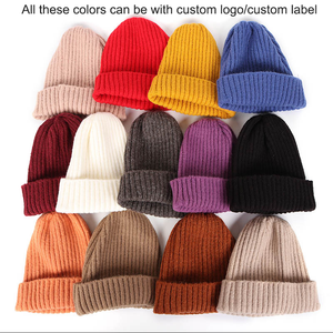 OME-Gorro de punto acrílico con puños, gorro de invierno liso teñido en blanco, de Jacquard, unisex, de alta calidad, con logotipo personalizado - Product Image 2