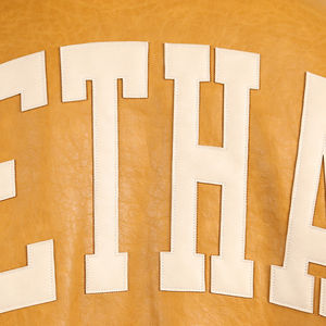 OEM Classic Unisex recortada chaqueta de cuero chaqueta de bombardero de solapa con cremallera de cuero personalizado Varsity chaqueta para los hombres - Product Image 2