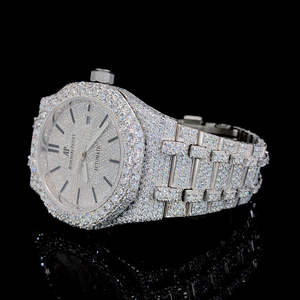 Iced Hip Hop Luxury <b>Mens</b> <b>Watch</b> VVS Moissanite Bu*t D*wn Mechanical Movement Diamond Tester Passing Platinum Stainless Steel Band - Product Image 3