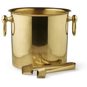 <b>Gold</b> Plated Stainless Steel Metal <b>Ice</b> <b>Bucket</b> with Tong for Chilled Drinks and Easy Serving Metal Cooler - Product Image 1
