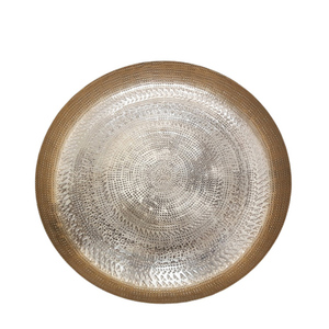Set of 2 Stainless Steel Round <b>Serving</b> <b>Tray</b> Silver Color <b>Large</b> Size <b>Tray</b> for Restaurant & Table Top Decoration - Product Image 3