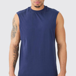 Camiseta sin Mangas Ajustada para Hombre, Mezcla de Algodón, Tejido de Punto, Secado Rápido, Personalizable, Ropa Deportiva de Culturismo, Envío Rápido, Venta al por Mayor - Product Image 5