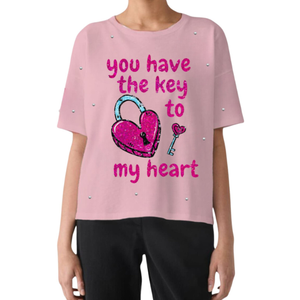 Paillettes scintillantes Saint Valentin t-shirt femmes amour coeur conception romantique haut décontracté cadeau parfait pour la Saint Valentin 2026 - Product Image 2