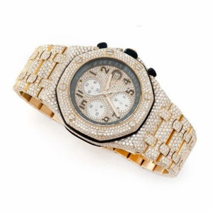 Montre Moissanite VVS en or avec logo personnalisé pour hommes Montre Hip Hop chronographe octogonale entièrement pavée Iced Out - Product Image 2